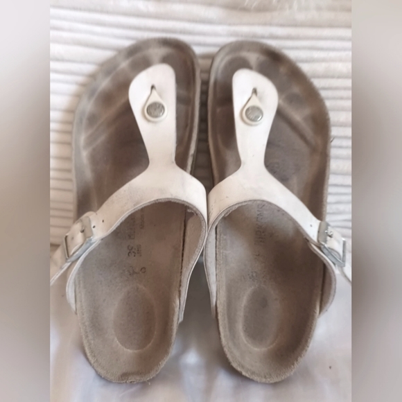 Birkenstock Gizeh Birko-Flor White Leather Sz 39 - Picture 3 of 10